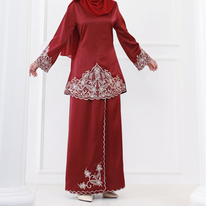 斋月开斋节马来西亚Baju Kurung现代时尚刺绣缎面连衣裙Abaya女装长袍Musulmane迪拜伊斯兰服装2023 - Product Image 6