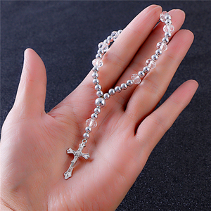 Komi Rosary CCB braccialetto di perline d'<span class=keywords><strong>argento</strong></span> in lega di gesus Cross Fashion gioielli religiosi braccialetto elastico - Product Image 3