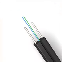 Cable plano de fibra óptica FTTH para exteriores de 1, 2 y 4 núcleos, chaqueta negra LSZH GJYXCH GJYXFCH con alambre de acero/FRP