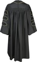 Robe de remise de diplôme de doctorat en velours de luxe avec passepoil doré et toque de doctorat en velours à 8 pans, 100 % coton, unisexe