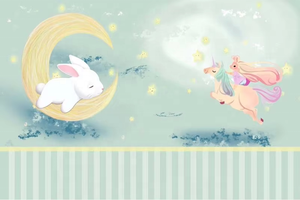 วอลเปเปอร์ผ้าแคนวาสกันน้ำลาย<span class=keywords><strong>กระต่าย</strong></span>ยูนิคอร์นพระจันทร์อุ่นๆ สไตล์โมเดิร์นรักษ์โลก สำหรับห้องเด็ก ห้องนั่งเล่น ห้องนอน ติดตั้งง่าย - Product Image 5