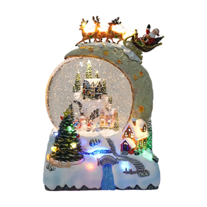 Reindeer Sleigh <strong>Christmas</strong> LED Moon Water Lantern Indoor Decoration With Xmas Tree Moving and Music <strong>Village</strong> Inner Scene - Product Image 2