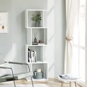 Estantería moderna de lujo de acero inoxidable para niños, escalera de cubo blanco, para libros, a la venta