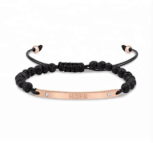 Bracelet d'<span class=keywords><strong>amitié</strong></span> unisexe personnalisé avec <span class=keywords><strong>citation</strong></span> inspirante positive « Respire librement, courage », barre gravée, cordon noir, longueur ajustable - Product Image 4