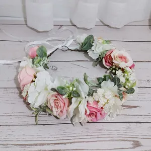 Kunstblumenkrone Damenbohème Led-Blumenkronen Haarband Hochzeit Brautkopfband Haarzubehör Krone für Blumen