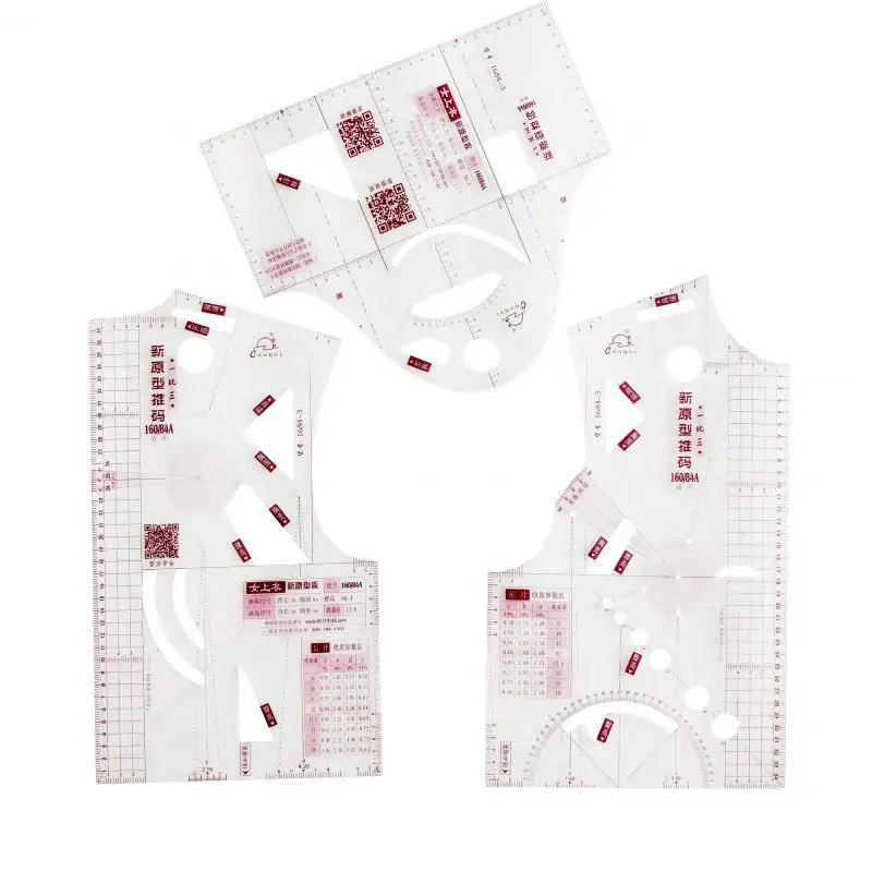 Multifunctionele 3 Stks/set Curve Patroon Naaien Liniaal Op Maat Plastic Patchwork Liniaal Set Quiltliniaal