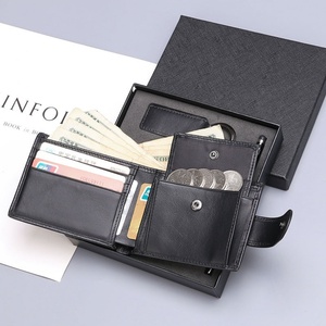2021 Hot Selling Genuine Leather Men's <b>Wallet</b> Gift Set with <b>RFID</b> <b>Blocking</b> Open Closure Short Design-Customized for Husband - Product Image 2