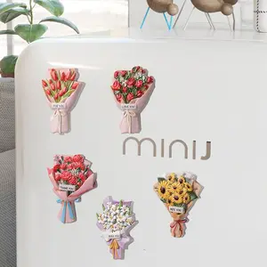 Mumoni流行3d植物磁铁家居橱柜装饰10多种设计花卉冰箱磁铁