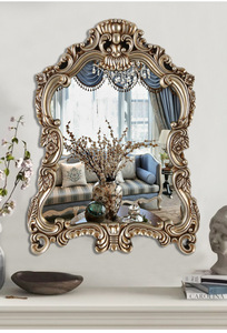 Specchio <span class=keywords><strong>da</strong></span> Bagno in Stile Europeo Retrò Francese, Fatto a Mano con Cornice in Lamina, Specchio Decorativo <span class=keywords><strong>da</strong></span> Parete a Mezzo Busto per Ingresso - Product Image 5