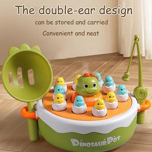 Juego de mesa emergente de dinosaurio 4 en <span class=keywords><strong>1</strong></span>, tocadiscos de pesca musical, lanzador de rebote de <span class=keywords><strong>Dino</strong></span> giratorio, juego de bolos, juguete de tic-tac-toe - Product Image 5