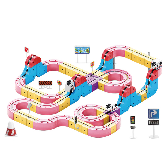 Newest 2026 Girls Diy Assembly Magnetic Track Car 147PCS Building Block Sets Educational Levitation Electric Rail Train Cube Toy