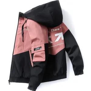 2023 Wholesale Popular Clothes Mens Jacket Outdoor Wear Hooded Coat Lightweight Slim Parka Zipper Men's Fashion Printed Jacket