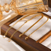 Chaîne à lame en acier inoxydable à double couche à la mode avec chaîne torsadée et bracelet géométrique pour femme incrusté de zircon