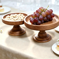 Support à gâteaux en bois massif, plateau décoratif vintage en pin pour desserts, support de service pour buffet froid, thé et pâtisseries