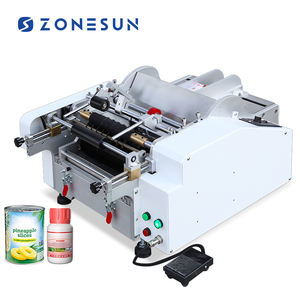 Zonesun ขวดแก้วพลาสติกทรงกลมกึ่งอัตโนมัติ ZS-JTB10กระป๋องอาหารกระป๋องเครื่องติดฉลากกาวแบบเปียกสำหรับฉลากกระดาษ - Product Image 1