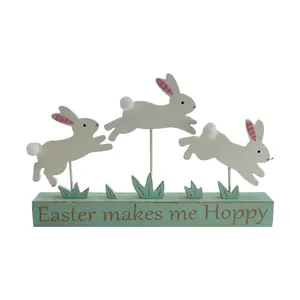 Ostern hölzernes Ei-förmiges Kaninchen-Türhänger dekorativer Tischplatte-Kaninchen-Wandschild