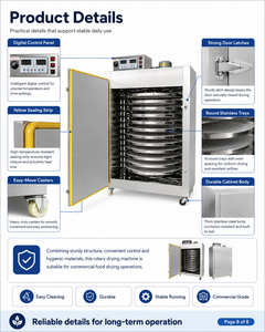 Máquina Comercial de Secado Rotatorio por Aire Caliente, Deshidratador de Alimentos de 16 Bandejas para Frutas, Carnes, Verduras y Hierbas - Product Image 4