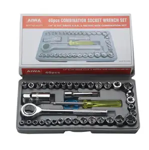 Auto Kit di Riparazione Pneumatici AIWA 40pcs Combinazione Chiave a tubo Set totale tool kit per la bicicletta