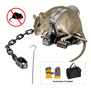 กับดักหนูโลหะแบบหนักพร้อมโซ่และเสาปักดิน ใช้ซ้ำได้สำหรับกลางแจ้ง พร้อมถุงมือและกระเป๋าพกพา ปรับแต่งได้ - Product Image 1