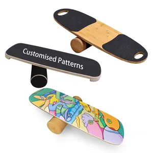 피트니스 운동 하키 스케이트 보드 서핑 및 스노 보드를위한 밸런스 보드 트레이너 나무 훈련 장비