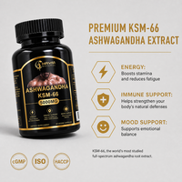 Capsules d'Ashwagandha KSM-66 de marque exclusive OEM/ODM, 5000 mg, complément alimentaire à base de plantes, favorisant l'énergie et l'immunité