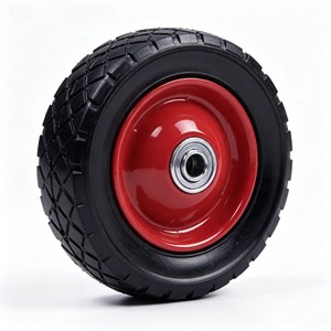 6 Inch Solid Rubber Wheel 6x1.5 Red Steel Rim Small Wheel for Hand Truck <b>Trolley</b> Cart - Product Image 4