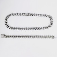 Chaîne cubaine de luxe 12 mm sertie de pierres pour hommes et femmes, en alliage de zinc, bijoux hip-hop rap avec fermoir boîte, vente en gros d'usine