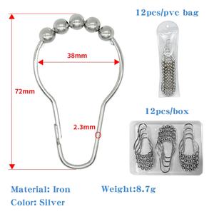 Ganchos de Metal para Cortinas, Resistentes al Óxido, Paquete de 12 Unidades, Ganchos para Cortinas de Ducha - Product Image 3