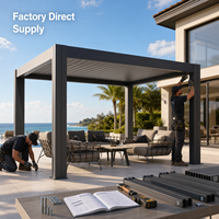 Pergola bioclimatique électrique avec toit à lames orientables, commande intelligente pour la décoration de jardin de villa