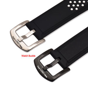 Hebilla de presión al por mayor para correas de reloj de silicona, de acero inoxidable, de 14 mm a 26 mm, en negro y plata, hebilla metálica para reloj - Product Image 4