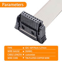 Kabel datar PVC abu-abu bertingkat 100mm 16-pin konektor SDC pitch 0.635 30AWG UL20674 OEM untuk komputer, sepeda motor, dan produk elektrikal