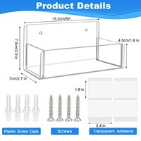 Lot de 4 Étagères à épices en acrylique à fixer au mur, 6 pouces, transparentes, organisateur suspendu (adhésif/vis)