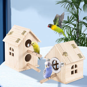 บ้านนกไม้เนื้อแข็งขนาดใหญ่ ดีไซน์ทันสมัยสำหรับกลางแจ้ง ลายสัตว์ บ้านสัตว์เลี้ยงสำหรับนกและสัตว์เล็ก เหมาะสำหรับห้องนั่งเล่น - Product Image 3