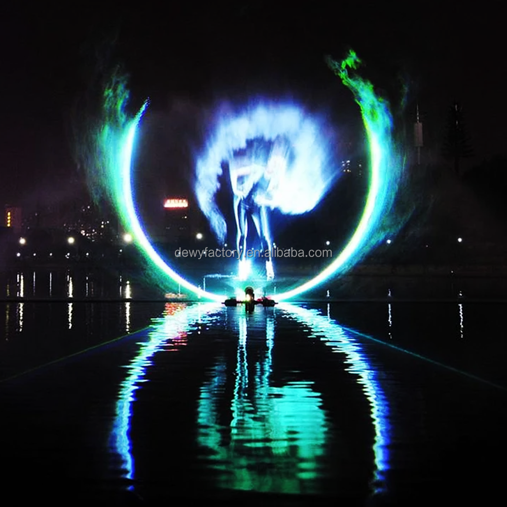 Music Fountain Modern Style 3D Effects Outdoor Water Projection Large Water Screen Stainless Steel RGB/DMX512 Lighting