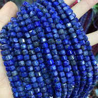 Vente en gros de pierres semi-précieuses naturelles, perles de lapis-lazuli facettées en cube de 6*6 mm pour la fabrication de bijoux