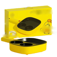 Machine à petit-déjeuner multifonctionnelle en forme de canard jaune mignon, grille-pain, gaufrier et presse à panini pour la maison