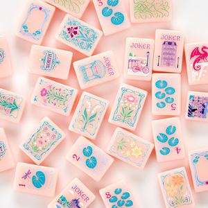 Jeu de Mahjong américain en acrylique rose pêche avec <span class=keywords><strong>Joker</strong></span> inclus pour les jeux en famille et entre amis, ensemble complet exquis pour les amateurs de jeux pour adultes - Product Image 1