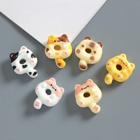 C17 Breloques colorées en résine Chat Donut Kawaii, Cabochons mignons de dessin animé pour loisirs créatifs, coques de téléphone, aimants de réfrigérateur, décorations pour enfants