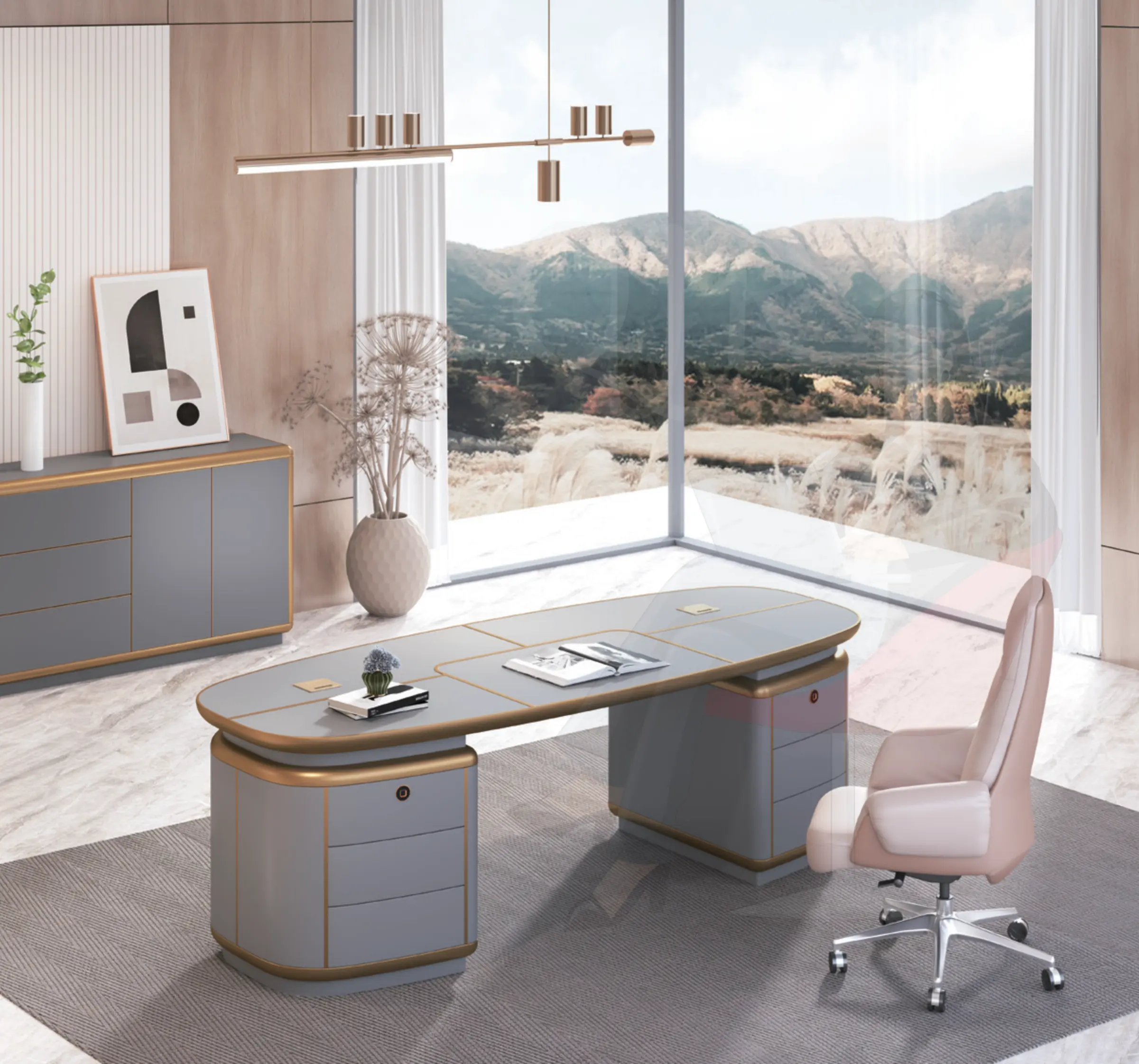 Fornitore di mobili per ufficio domestico di fascia alta ultimi disegni per scrivania tavolo da ufficio moderno di lusso