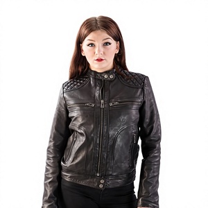 Tailor Made Women Quilted Sheep Skin Safari Jacket Turn-down Collar Full Sleeve <b>Covered</b> <b>Button</b> Closure Solid Pattern Breathable - Product Image 1