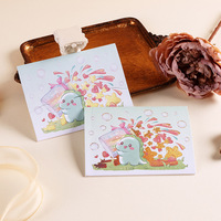 Cartes de vœux pliables assorties à motifs de dessins animés, mini-cartes de vœux mignonnes avec animaux en aquarelle, papier imprimé offset pour les fêtes