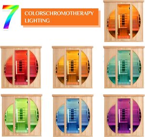 Sauna infrarouge à spectre complet Smartmak pour 2 personnes, avec thérapie par lumière rouge, fauteuil inclinable, haut-parleurs, éclairage et barre à oxygène. - Product Image 3