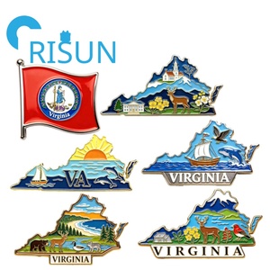 แม่เหล็กติดเสื้อ ของที่ระลึก ของฝาก ของชำร่วย รูปแผนที่ธงรัฐเวอร์จิเนีย สหรัฐอเมริกา ขายส่งตามสั่ง - Product Image 1
