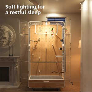 Gabbia per <span class=keywords><strong>Pappagalli</strong></span> Grande Stile Villa, Mobile, in Metallo e Legno Massello, Ferro Battuto, Panoramica, per Pappagallini Monacelli, Protezione Solare - Ideale per Dropshipping - Product Image 3