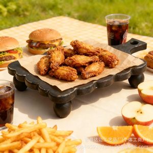 Black Wooden <b>Tray</b> With Handles For Serving Food Snacks Cakes Pastries Display Decorative <b>Tray</b> For Hotel Coffee <b>Tea</b> - Product Image 1