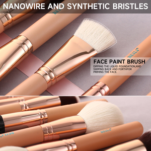 Juego de 28 Brochas de Maquillaje BEILI en Oro Rosa con Mango Rosa, Pelo de Cabra, Brochas Personalizadas para Base, Contorno, Ojos y Polvos, Marca Privada - Product Image 4