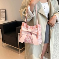 Nouveau Sac Fourre-tout Femme en Velours Côtelé Imprimé Nœud Papillon Grande Capacité Sacs à Bandoulière pour le Travail, le Shopping, Printemps, Automne, Été, Hiver