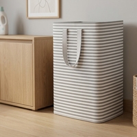 Lot de 2 paniers à linge pliables robustes en plastique, imperméables, pour chambre et buanderie, gris, 80 L chacun (160 L au total)