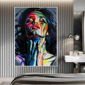 Pintura de arte de Color moderno para mujer, retrato de decoración de pared, lienzo para sala de estar