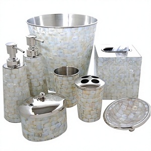 Luxurious Design <b>Bathroom</b> Accessories Mother of Pearl <b>Bathroom</b> <b>Sets</b> With Steel Metal - Product Image 1